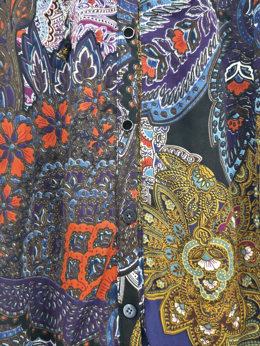Anthropologie Vanessa Virginia Paisley Maxi Skirt Boho Button Front Slit Medium - Picture 7 of 16